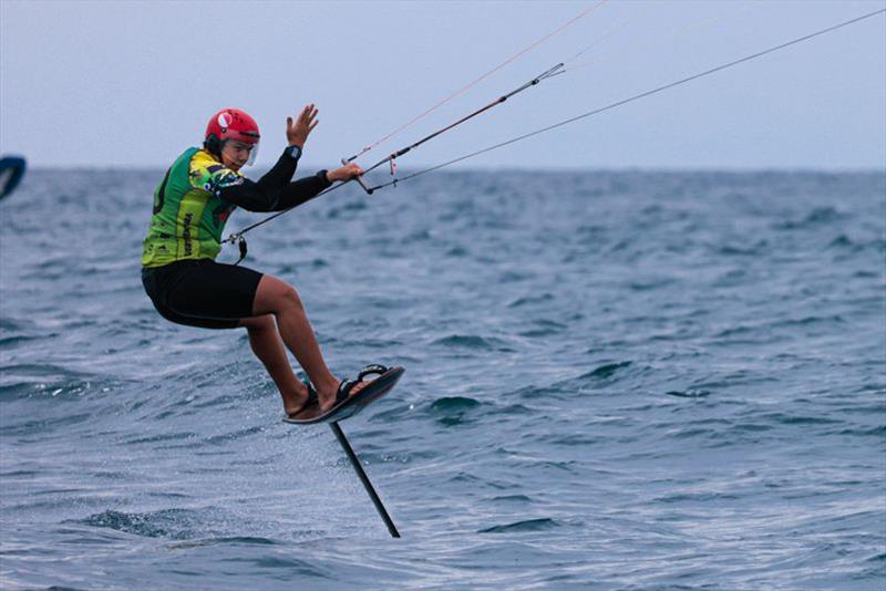 Max Maeder, the 15-year-old dominator of the early session - 2021 KiteFoil World Series Fuerteventura, Day 2 photo copyright IKA Media / Sailing Energy taken at  and featuring the Kiteboarding class