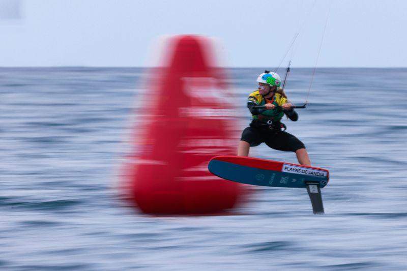 Maddy Anderson (GBR) at full pace - 2021 KiteFoil World Series Fuerteventura, Day 2 - photo © IKA Media / Sailing Energy