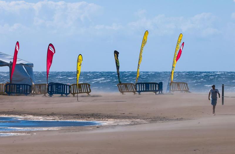 Sandstorm on Playa de las Burras. AP over A, the phrase that no rider wants to hear. - 2021 KiteFoil World Series Gran Canaria - Day 2 photo copyright IKA Media / Sailing Energy taken at  and featuring the Kiteboarding class