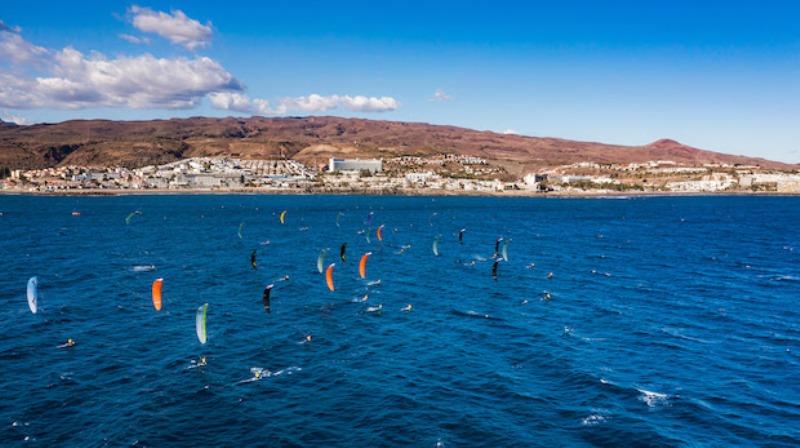 Spectacular foiling conditions in the Canaries... - 2021 KiteFoil World Series Gran Canaria - Day 2 photo copyright IKA Media / Sailing Energy taken at  and featuring the Kiteboarding class