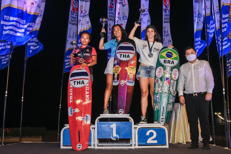 Women's podium at the 2022 Formula Kite NFDS Asia Pacific Championships photo copyright Jirawat Srikong / IKA taken at  and featuring the Kiteboarding class