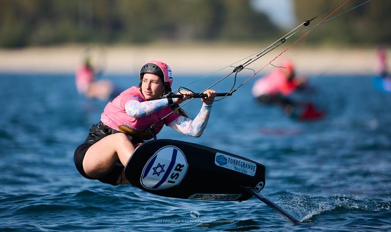 Gal Zukerman (ISR) leads the Formula Kite Women after day 1 of the IKA Kitefoiling Youth Worlds Torregrande 2022 - photo © Robert Hajduk / IKA media