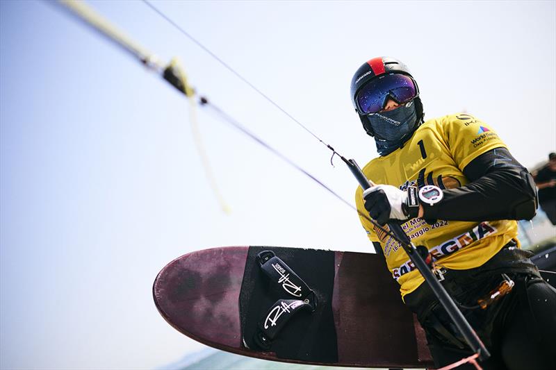 Max Maeder in the zone and ready for battle - Kitefoiling Youth World Championships  photo copyright Robert Hajduk / IKA media taken at  and featuring the Kiteboarding class