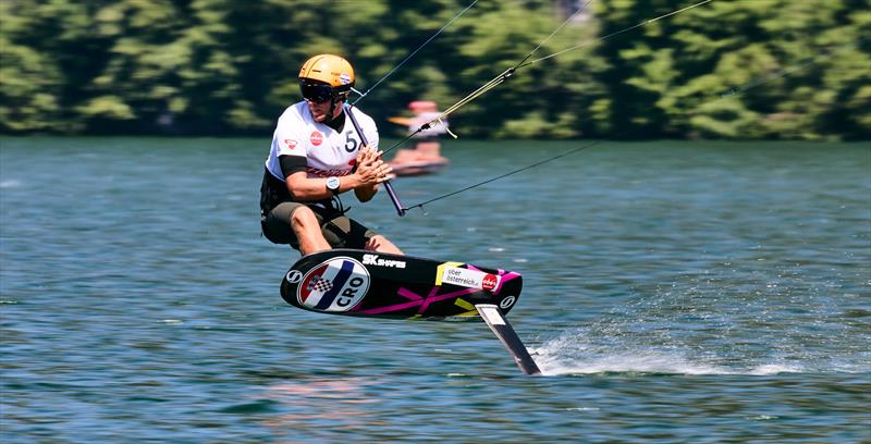 Martin Dolenc (CRO) fired up for victory - 2022 KiteFoil World Series Traunsee, Day 3 - photo © IKA Media / Robert Hajduk