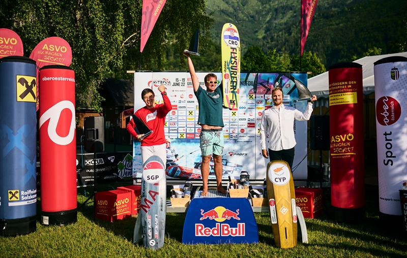 The three top men - 2022 KiteFoil World Series Traunsee - photo © IKA Media / Robert Hajduk