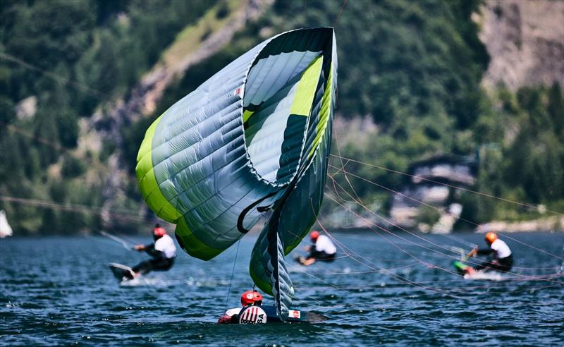 Tangles and collapsing kites were two of the biggest challenges - 2022 KiteFoil World Series Traunsee photo copyright IKA Media / Robert Hajduk taken at  and featuring the Kiteboarding class