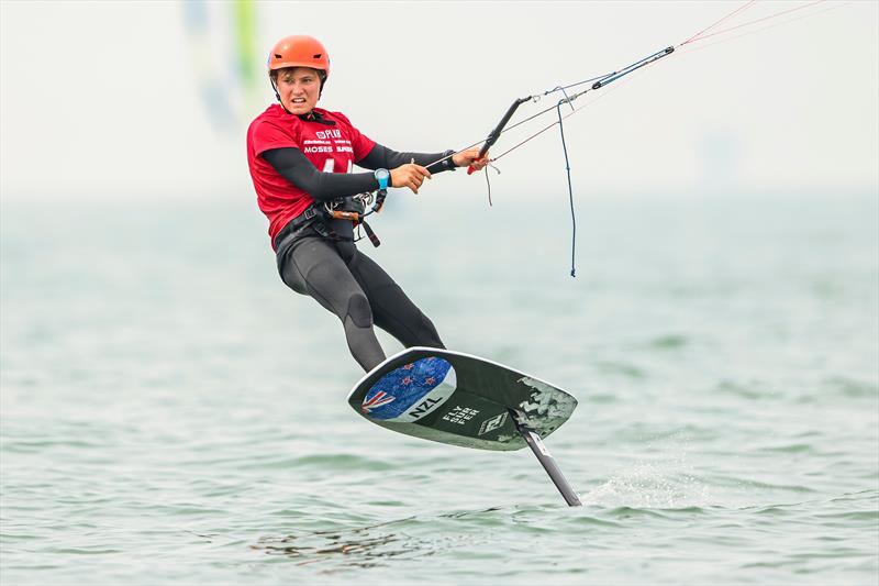 Hugo Wigglesworth (NZL) (Boys Kitefoiling) - Allianz Youth World Sailing Championships - Day 4 - The Hague - July 2022 photo copyright Sailing Energy / World Sailing taken at Jachtclub Scheveningen and featuring the Kiteboarding class