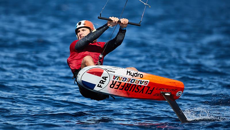 Theo De Ramecourt in action at 2021 Sardinia Grand Slam photo copyright IKA Media / Markus Hadjuk taken at  and featuring the Kiteboarding class