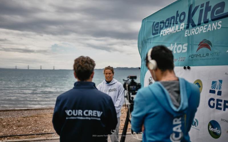 Lauriane Nolot looking forward to the racing - 2022 Lepanto Formula Kite European Championships in Greece, Day 1 - photo © Robert Hajduk / IKA media