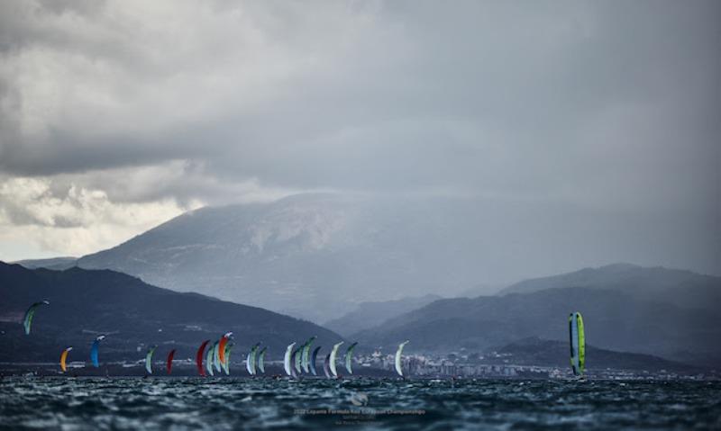 The rain cloud that made life difficult for the men's racing - 2022 Lepanto Formula Kite European Championships in Greece, Day 2 photo copyright Robert Hajduk / IKA media taken at  and featuring the Kiteboarding class