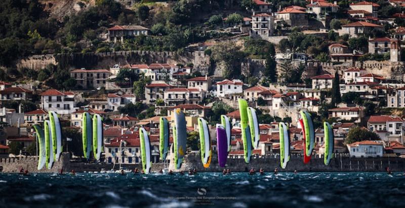 Stunning backdrop of Nafpaktos - 2022 Lepanto Formula Kite European Championships in Greece, Day 2 - photo © Robert Hajduk / IKA media