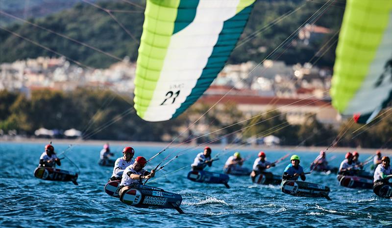 Fleet racing - 2022 Lepanto Formula Kite European Championships photo copyright Robert Hajduk / IKA media taken at  and featuring the Kiteboarding class