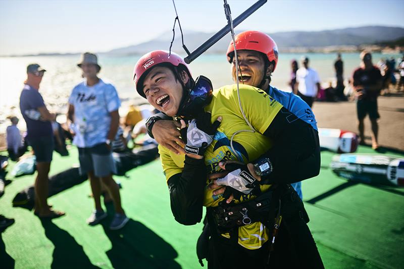 Maeder (left) wins the overall title, Vodisek (right) is top European - 2022 Lepanto Formula Kite European Championships photo copyright Robert Hajduk / IKA media taken at  and featuring the Kiteboarding class