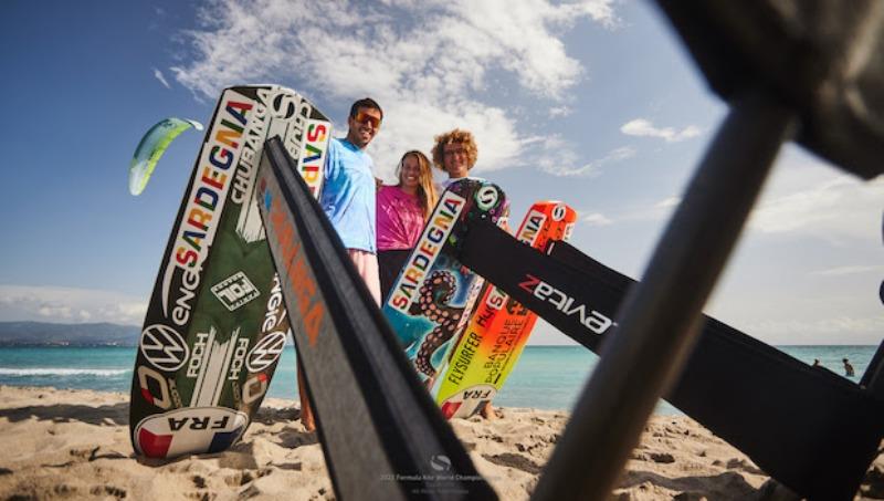 Three of France's elite: Axel Mazella, Lauriane Nolot, Theo de Ramecourt - 2022 Formula Kite World Championships photo copyright Robert Hajduk / IKA media taken at  and featuring the Kiteboarding class