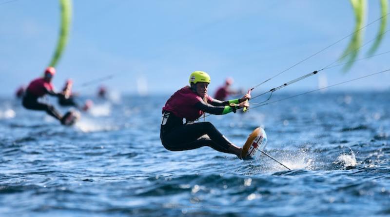 Ellie Aldridge leans into her skiff sailing experience - 2022 Formula Kite World Championships in Cagliari, Sardinia - Day 3 photo copyright Robert Hajduk / IKA media taken at  and featuring the Kiteboarding class