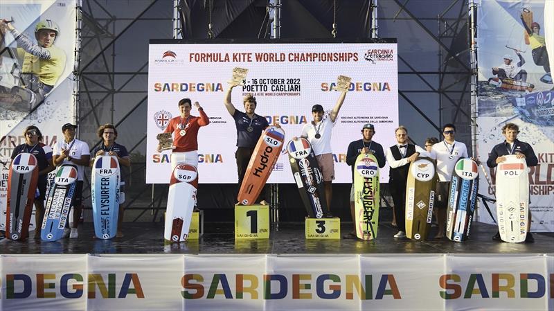 The Men's Podium - 2022 Formula Kite World Championships photo copyright Robert Hajduk / IKA media taken at  and featuring the Kiteboarding class