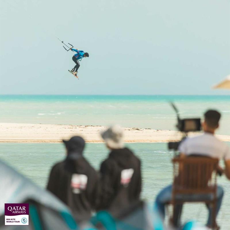 Action at Fuwairit Kite Beach - Visit Qatar GKA Freestyle-Kite World Cup - Day 2 photo copyright Svetlana Romantsova taken at  and featuring the Kiteboarding class