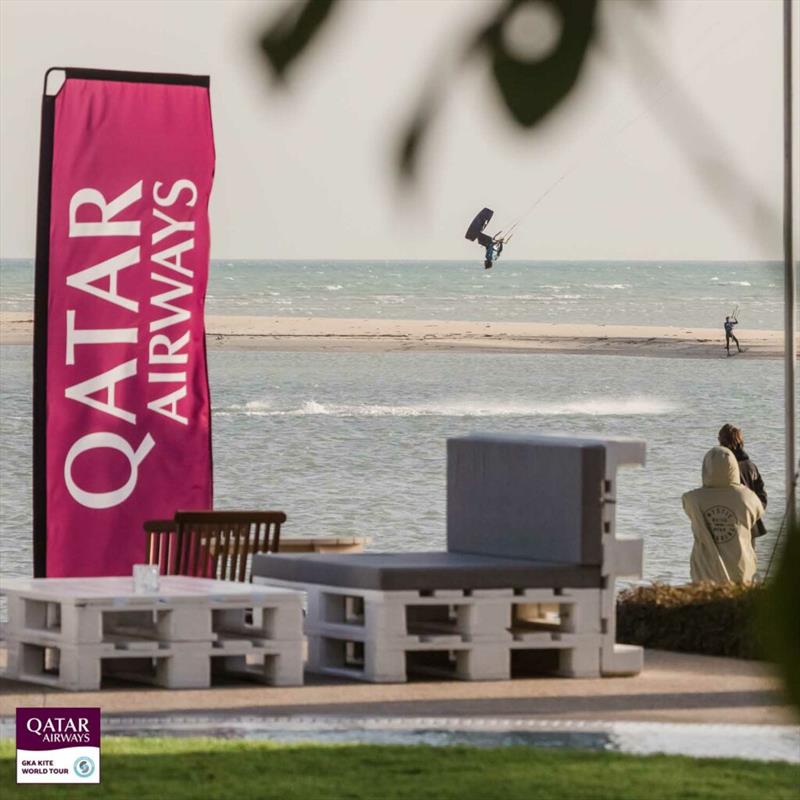 Early morning shred on - Visit Qatar GKA Freestyle-Kite World Cup - Day 4 photo copyright Svetlana Romantsova taken at  and featuring the Kiteboarding class
