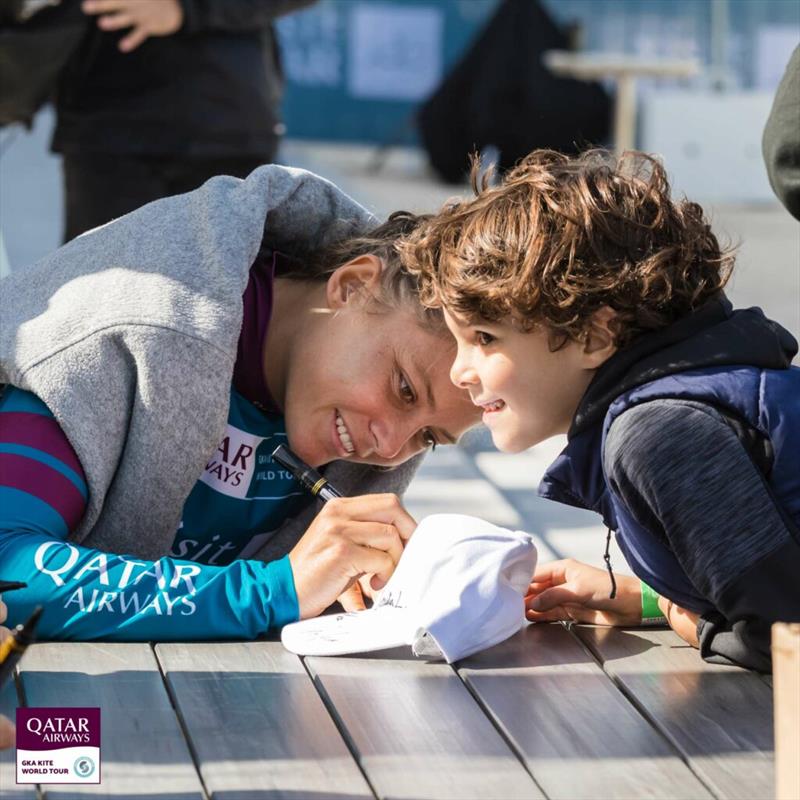 Signature session, Nathalie Lambrecht - Visit Qatar GKA Freestyle-Kite World Cup - Day 5 photo copyright Svetlana Romantsova taken at  and featuring the Kiteboarding class