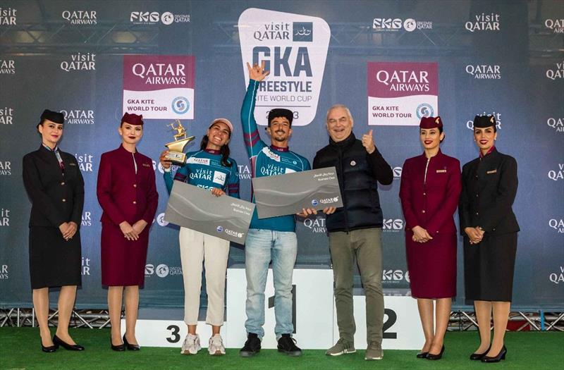 Bruna Kajiya and Gianmaria Coccoluto were also awarded with business class tickets to any of the 150 destinations on the Qatar Airways network for them and a friend photo copyright Svetlana Romantsova taken at  and featuring the Kiteboarding class
