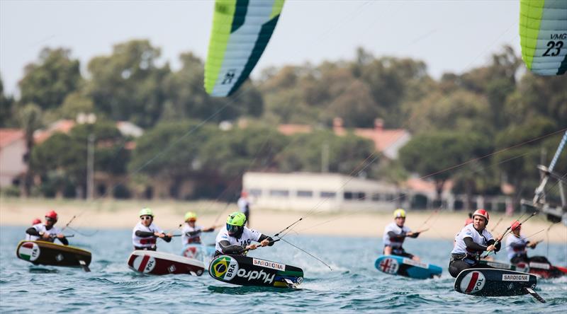 Lucas Fonseca launching out of the start - Formula Kite Youth Europeans and Masters Worlds 2023, Day 1 - photo © IKA media / Robert Hajduk