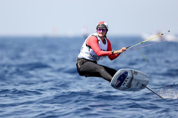Justina Kitchen (NZL) - Kiteboard - Paris 2024 Olympic Sailing Test Event, Marseille, France - Day 1 - July 8, 2023 photo copyright Sander van der Borch / World Sailing taken at  and featuring the Kiteboarding class