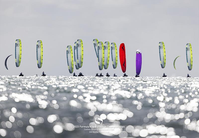 A shimmering day of foiling action on the Solent - 2023 Formula Kite European Championships photo copyright IKA media / Mark Lloyd taken at  and featuring the Kiteboarding class