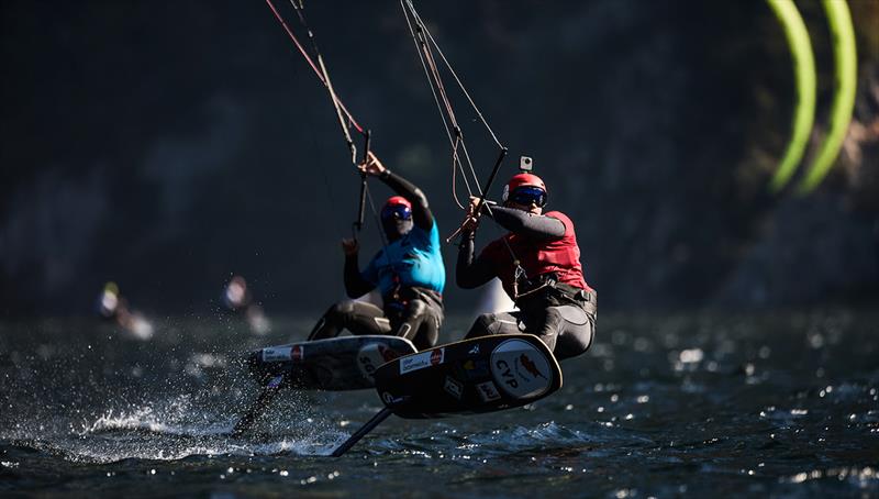 2023 KiteFoil World Series Austria - Taradin keeps the fast-charging Maeder at bay - photo © IKA media / Robert Hajduk