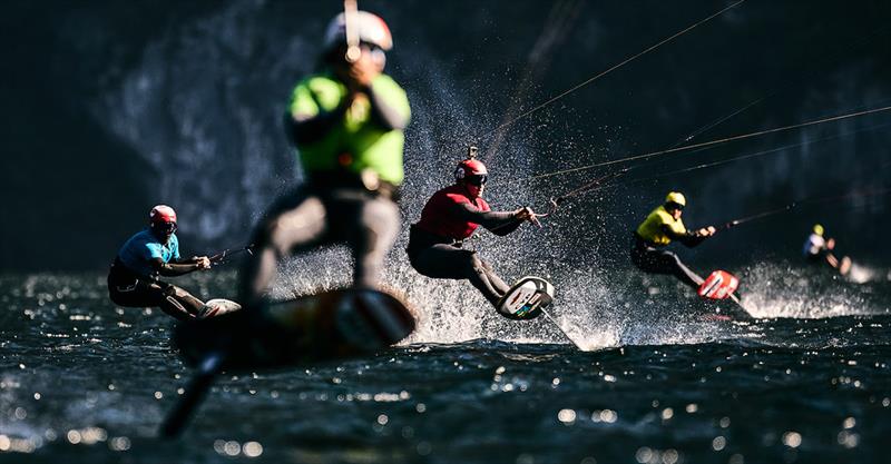 2023 KiteFoil World Series Austria - Battle of the coloured bibs, with local hero Valentin Bontus in front - photo © IKA media / Robert Hajduk
