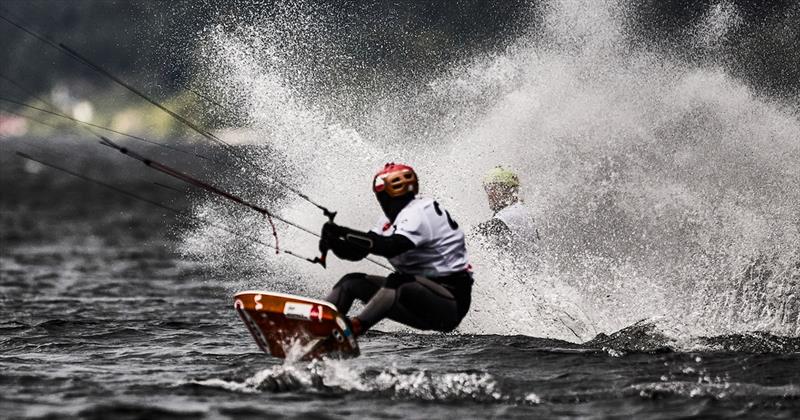 2023 KiteFoil World Series Austria - Jannis Maus suffers a crash alongside Jan Koszowski - photo © IKA Media / Robert Hajduk