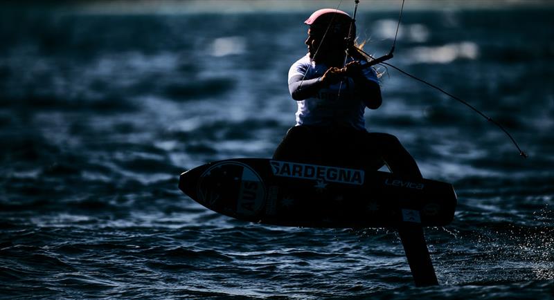 For the second event running, Breiana Whitehead takes the early lead - 2023 Kitefoil World Series Italy day 1 - photo © IKA Media / Robert Hajduk