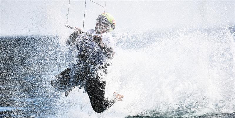 Elena Lengwiler in a tricky spot, but third overall in the women - 2023 Kitefoil World Series - photo © IKA Media / Robert Hajduk