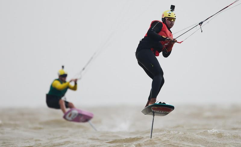 Qibin Huang treading the fine line between control and crash - 2023 KiteFoil World Series Final in Zhuhai, day 2 - photo © IKA Media / Robert Hajduk