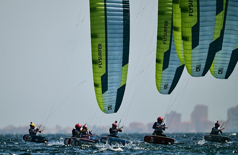 Ellie Aldridge (left) leads the charge of the light brigade - 2024 Formula Kite European Championships - photo © IKA media/ Robert Hajduk