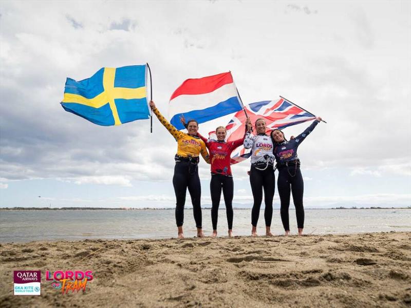 Francesca Maini, Nathalie Lambrecht, Pippa Van Iersel, Zara Hoogenraad - Lords of Tram GKA Big Air Kite World Cup France photo copyright Samuel Cardenas taken at  and featuring the Kiteboarding class