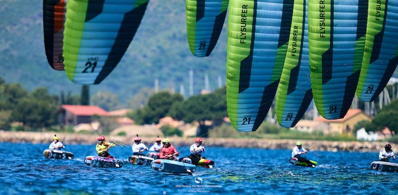 2024 Formula Kite World Championships in Hyères: Jessie Kampman (red bib) fighting out of the start against Nolot (yellow) - photo © IKA Media / Robert Hajduk