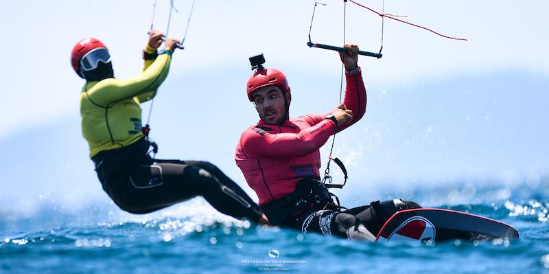 Axel Mazella (red) fights his way to victory ahead of Maeder - 2024 Formula Kite World Championships - photo © IKA media/ Robert Hajduk