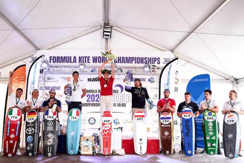 Maeder celebrates on the men's podium - 2024 Formula Kite World Championships - photo © IKA media/ Robert Hajduk