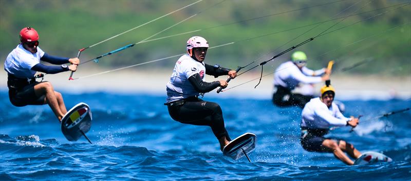 The 'Pink Panther' fending off the opposition - 2024 Formula Kite Youth Worlds - photo © IKA media/ Robert Hajduk: