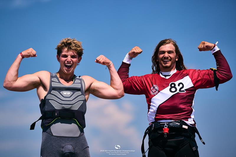 Mattia Maini [GBR] makes the medal series over Piotr Szymiec [POL] - 2025 IKA Youth European Championships - photo © IKA Media / Robert Hajduk