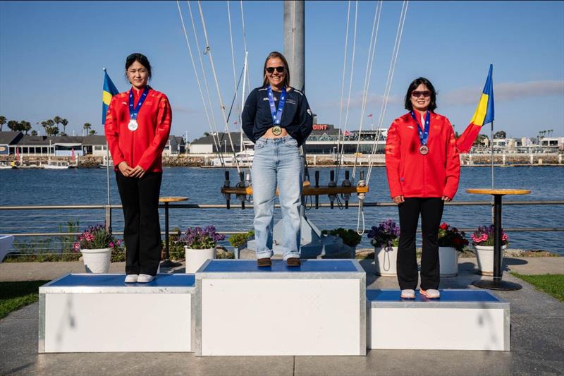 Long Beach Olympic Classes Regatta - Women's Formula Kite:  Gold, Jesse Kampman (NED); Silver, Si Wang (CHN); Bronze, Wan Li (CHN) - photo © Simone Staff
