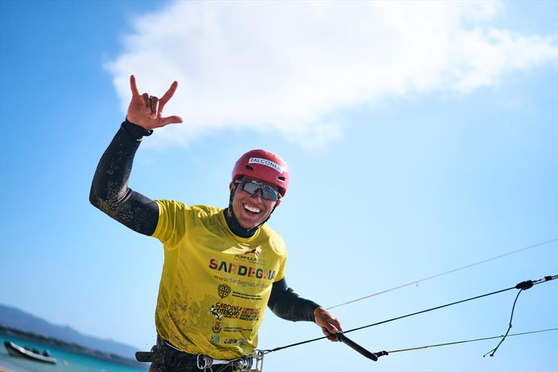 Italy's Riccardo Pianosi celebrates after winning the Formula Kite world title last October - photo © IKA Media / Robert Hajduk