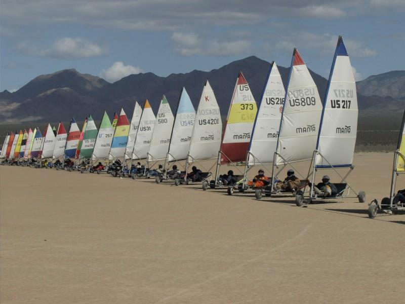 Manta Twins, always a large fleet, at the starting line photo copyright David Moeller taken at  and featuring the Land Yacht class