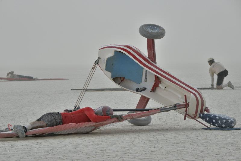 Securing a land yacht during the storm on day 2 of the 14th Landsailing World Championship in Nevada photo copyright Carels Photography / www.carelsphotography.net taken at  and featuring the Land Yacht class