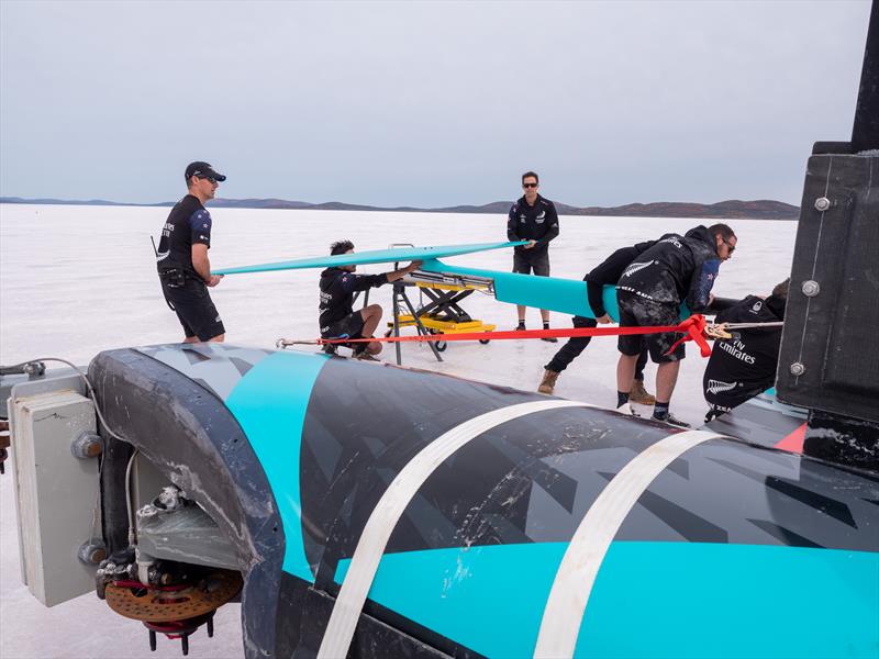 Horonuku - Emirates Team New Zealand's land yacht designed to beat the wind powered land speed world record attempt at South Australia's Lake Gairdner - photo © Emirates Team New Zealand / James Somerset