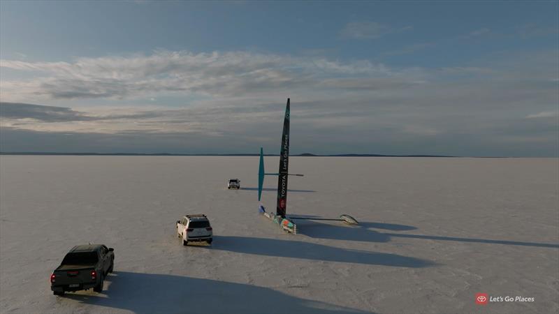 Project Landspeed - Support vehicles from Toyota - Lake Gairdner - November 2022 - photo © Emirates Team NZ