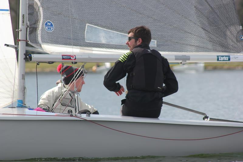 Chris White and Ollie Goodhead during the South Staffs Lark Open photo copyright Martin Warburton taken at South Staffordshire Sailing Club and featuring the Lark class