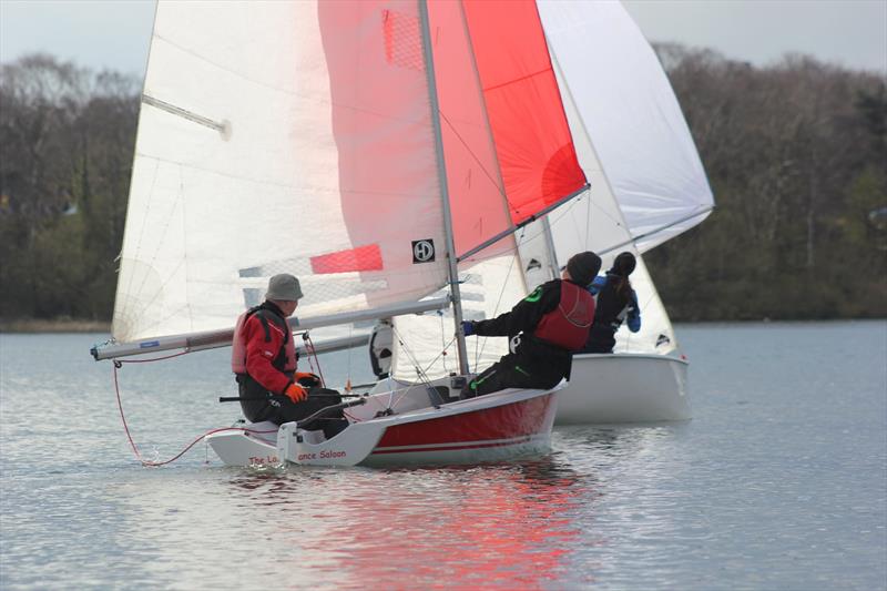 Mike Owen and Lawrence Hartness during the South Staffs Lark Open photo copyright Martin Warburton taken at South Staffordshire Sailing Club and featuring the Lark class