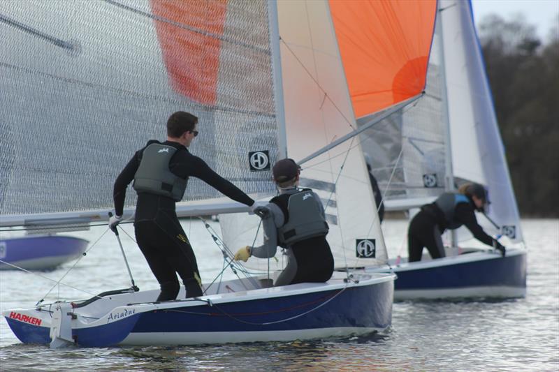 Samuel Bailey and Finn Morgan during the South Staffs Lark Open photo copyright Martin Warburton taken at South Staffordshire Sailing Club and featuring the Lark class