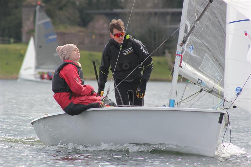 James Goss and Emma Mackey during the South Staffs Lark Open photo copyright Martin Warburton taken at South Staffordshire Sailing Club and featuring the Lark class